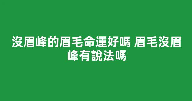 沒眉峰的眉毛命運好嗎 眉毛沒眉峰有說法嗎